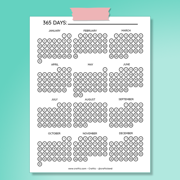 365 day tracker printable thumbnail