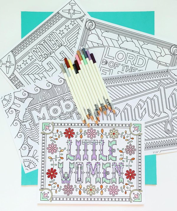 Book themed coloring pages