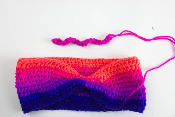 Crochet ombre headband with long tail