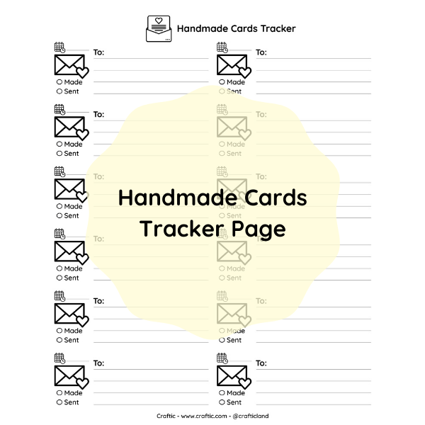 Free printable - Handmade cards tracker page thumbnail