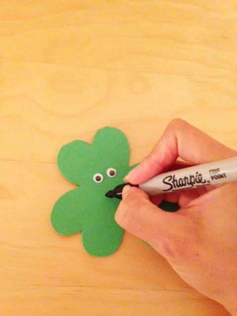 Hand drawing with marker on shamrock card