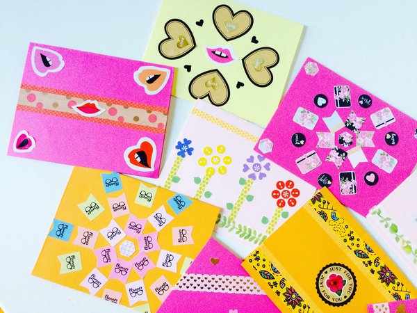 Valentine's Day sticker collage cards