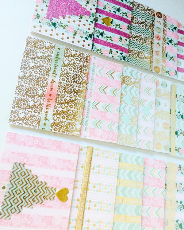 Set of washi tape covered holiday cards